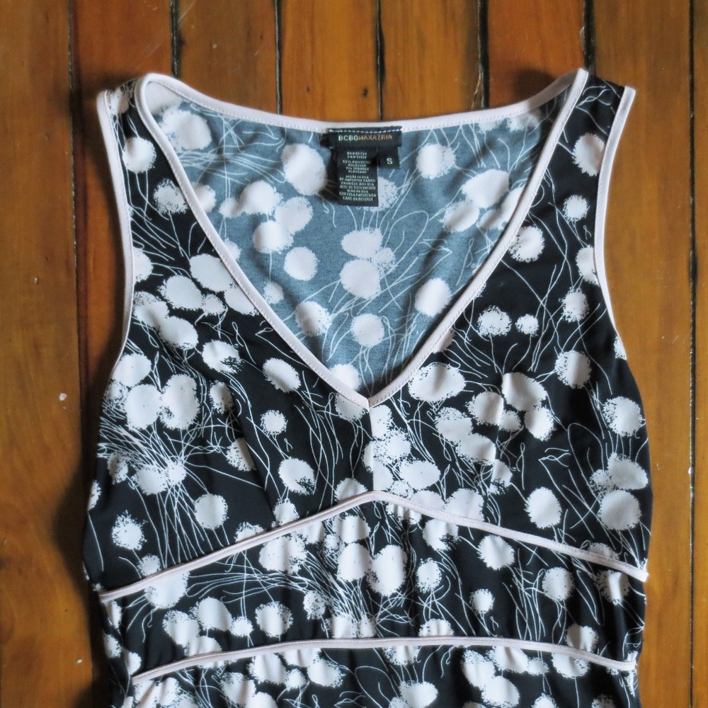 BCBG Polka Dot Empire Waist Dress Size Small